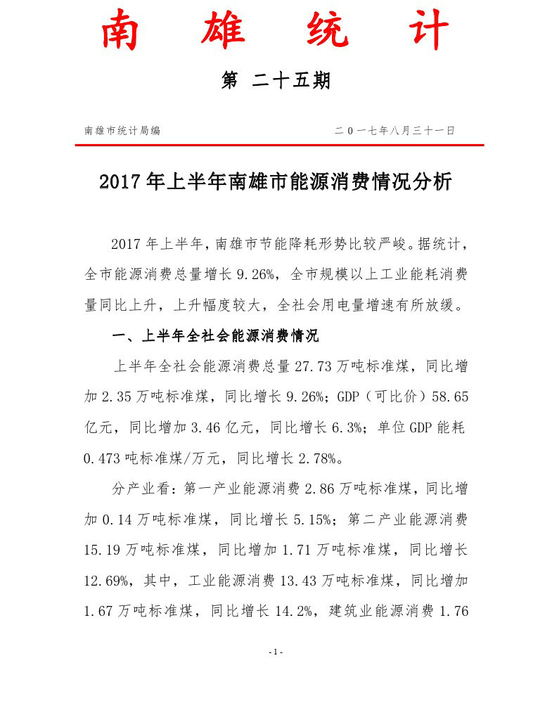 南雄统计第二十五期2017年上半年南雄市能源消费情况分析-1.jpg