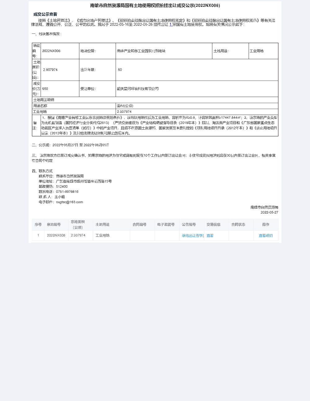 南雄市自然资源局国有土地使用权招拍挂出让成交公示（2022NX006）-南雄产业转移工业园东北侧地块(1).jpg